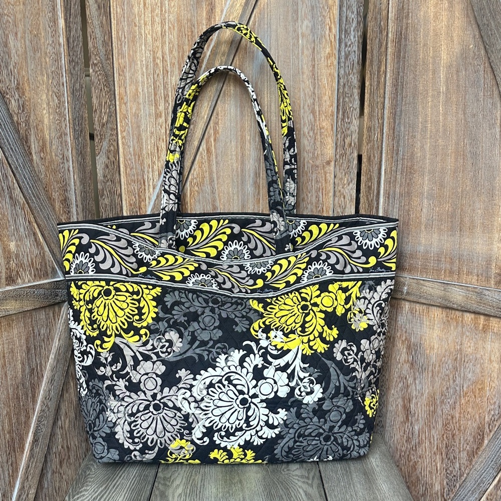 Vera Bradley Baroque Floral Black & Yellow Tote Bag